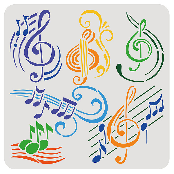 PandaHall BENECREAT Music Themed Plastic Stencil, 12"X12" Music Note Five Line Score Templates Drawing Painting Stencils for Painting on...