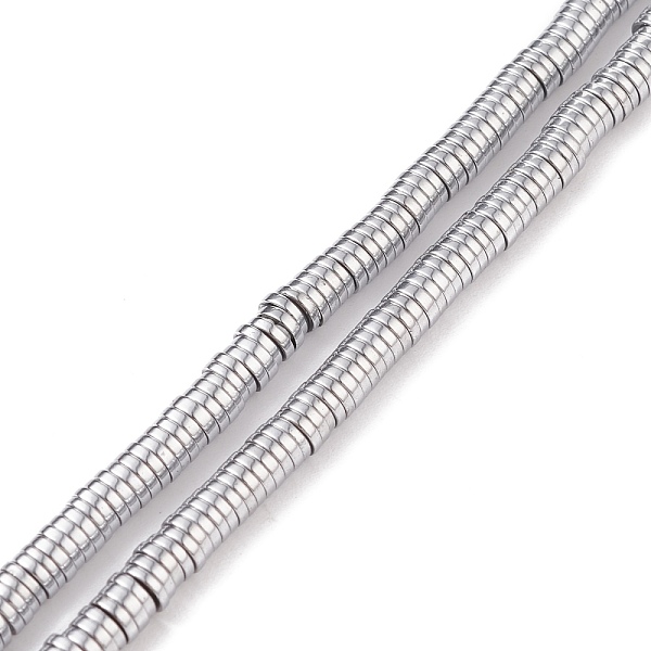 

PandaHall Electroplated Non-magnetic Synthetic Hematite Beads Strands, Heishi Beads, Disc/Flat Round, Platinum Plated, 4x1mm, Hole: 0.7mm...
