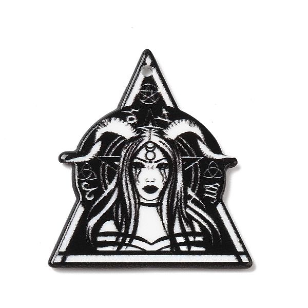 

PandaHall Halloween Acrylic Pendants, Witch, Triangle, 40x34.5x2mm, Hole: 2mm Acrylic Triangle Black