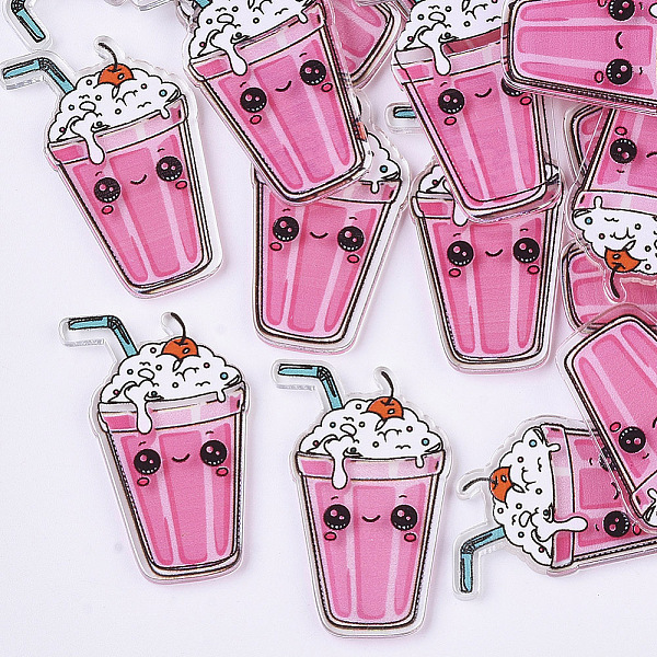 

PandaHall Plastic Cabochons, Milk Tea, Pearl Pink, 38.5x25x2.5mm Plastic Bottle Pink