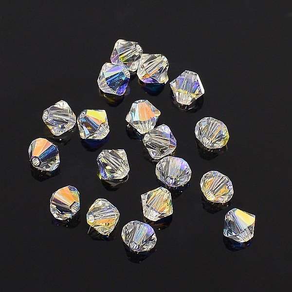 austrian crystal beads, 5301 5mm, bicone, crystal ab, size: about 5mm long, 5mm wide, hole: 1mm