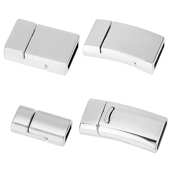 

PandaHall 4 Sets 4 Style Rack Plating Alloy Rectangle Magnetic Clasps, Platinum, 17.5~26x8.5~41.5x5~7mm, Hole: 3~39mm, 1 set/style Alloy...