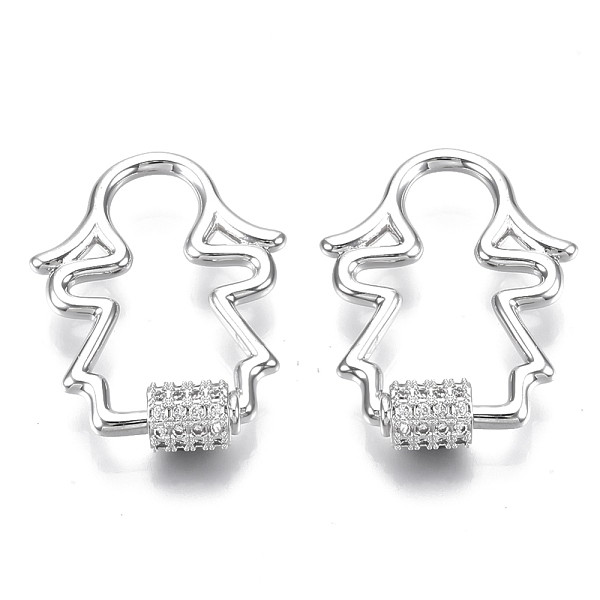 

PandaHall Brass Micro Pave Clear Cubic Zirconia Screw Carabiner Lock Charms, for Necklaces Making, Girl, Nickel Free, Platinum, 28x22x2mm...