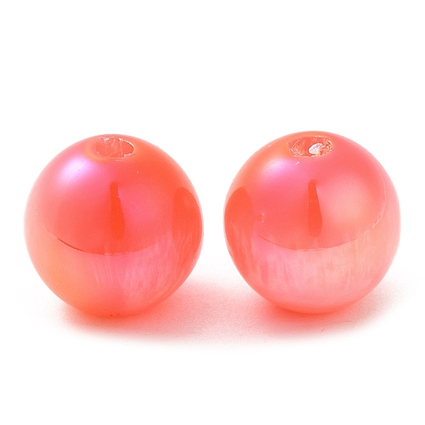 

PandaHall Iridescent Opaque Resin Beads, Candy Beads, Round, Orange Red, 10x9.5mm, Hole: 1.8mm Resin Round