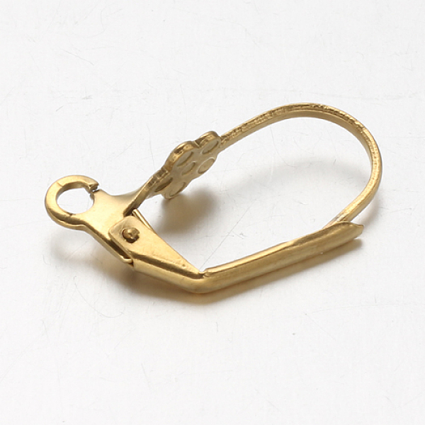 

PandaHall Ion Plating(IP) 304 Stainless Steel Leverback Earring Findings, with Loop, Golden, 19x5x11mm, Hole: 1.5mm, Pin: 1x0.7mm 304...