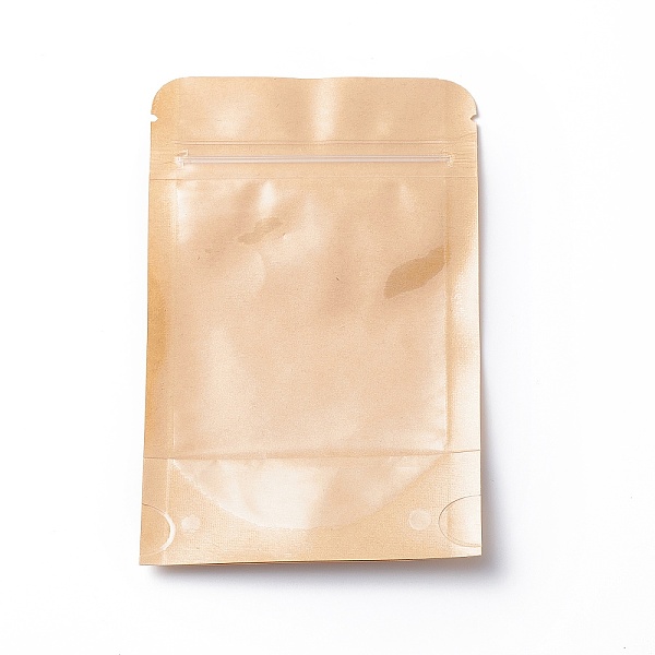 

PandaHall Eco-friendly Biodegradable Kraft Paper Packaging Zip Lock Paper Bag, Stand up Pouch, with Windows, Rectangle, Dark Khaki, 14x9cm...