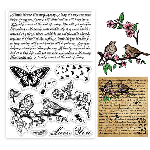 

PandaHall PH Animal & Plant Pattern Clear Stamps, Butterfly/Bird/Flower/Vintage Letters Transparent Rubber Stamps for DIY Scrapbooking...