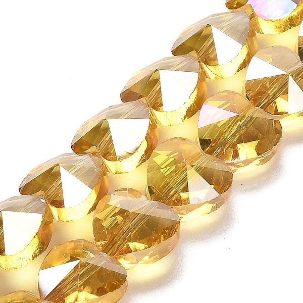 

PandaHall Electroplate Glass Beads Strands, Heart, Faceted, Yellow, 10x10x6mm, Hole: 1.2mm, about 78~80pcs/strand, 28.82~28.94''...