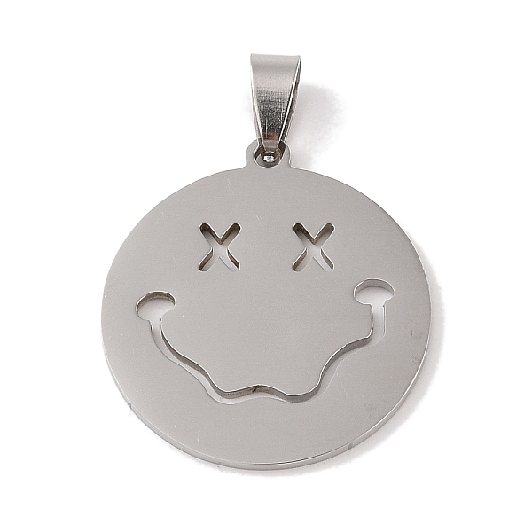 

PandaHall 201 Stainless Steel Pendants, Flat Round with Smiling Face Charm, Stainless Steel Color, 32x29x1.5mm, Hole: 4x7mm 201 Stainless...