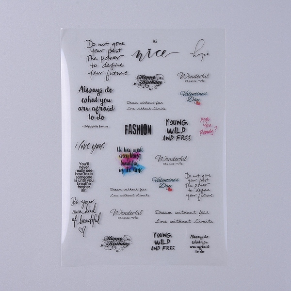 

PandaHall Filler Stickers(No Adhesive on the back), for UV Resin, Epoxy Resin Jewelry Craft Making, Word, 149x100x0.1mm Plastic Word..., Multicolor
