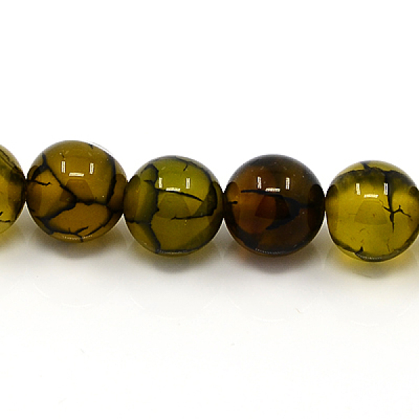 

PandaHall Natural Dragon Veins Agate Beads Strands, Dyed, Round, Olive, 6mm, Hole: 1mm, about 64pcs/strand, 15.5 inch Dragon Veins Agate..., Green