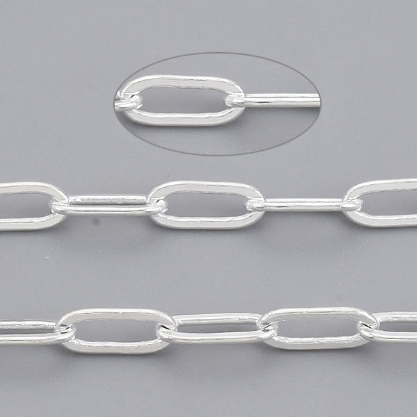 

PandaHall Brass Paperclip Chains, Flat Oval, Drawn Elongated Cable Chains, Soldered, with Spool, Cadmium Free & Lead Free, Silver...