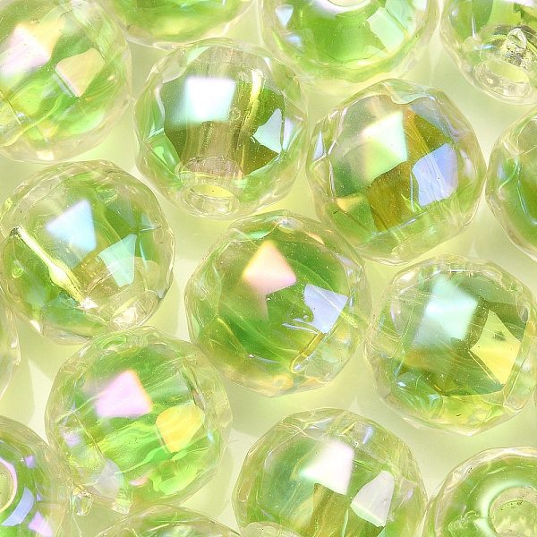 

PandaHall UV Plating Transparent Acrylic European Beads, Large Hole Beads, Round, Lawn Green, 13.5x13mm, Hole: 4mm Acrylic Round