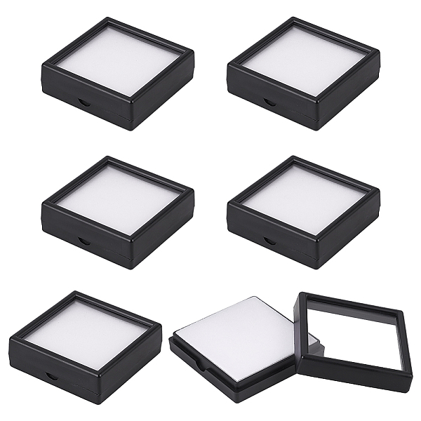 

PandaHall BENECREAT 6 Pack Gemstone Display Box Diamond Display Case Black Jewelry Box Container with Clear Top Lids 2.36x0.78 for Festival...