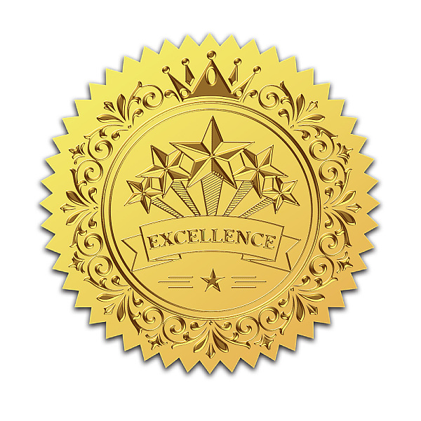 

PandaHall CRASPIRE 25Pcs Gold Foil Embossed Stickers Crown 2 inch Crown Star Self Adhesive Certificate Seals Medal Decoration Sticker for...