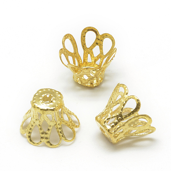 

PandaHall Plated Iron Bead Caps, Flower, 4-Petal, Filigree, Golden, 11x8mm, Hole: 1.5mm Iron