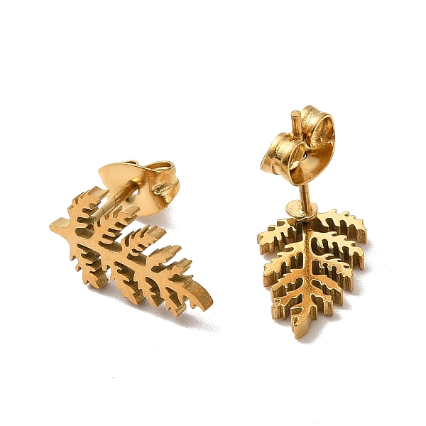 

PandaHall 304 Stainless Steel Stud Earrings for Women, Golden, Leaf, 13.5x8x1.5mm, Pin: 0.7mm 304 Stainless Steel Leaf Gold