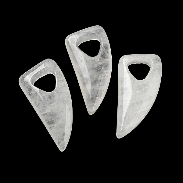 

PandaHall Natural Quartz Crystal Pendants, Rock Crystal Pendants, Horn Charms, 41~43x20x7.5~8mm, Hole: 10.5~11mm Quartz Crystal Horn