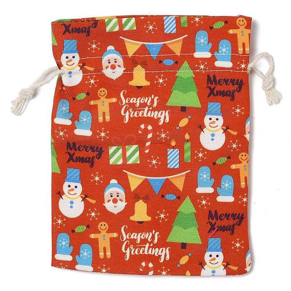 

PandaHall Christmas Theme Cloth Printed Storage Bags, Drawstring Bags, Rectangle, Red, 20x15x0.4cm Cloth Rectangle Red