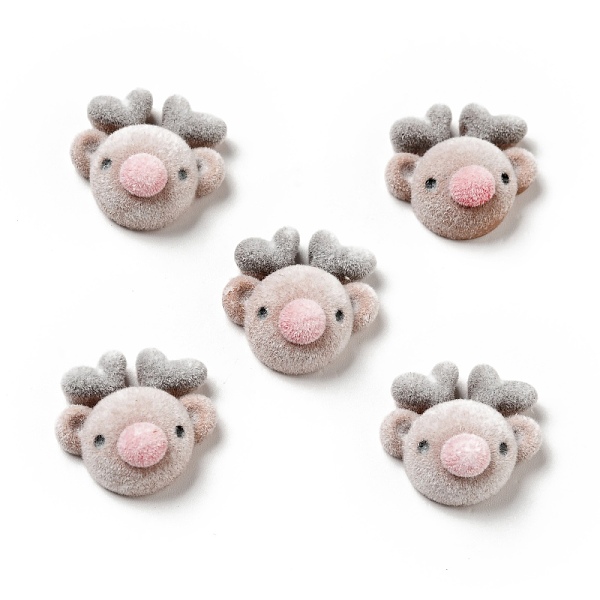 

PandaHall Christmas Opaque Resin Cabochons, Flocky Reindeer, Camel, 19x20x9.5mm Resin Deer Brown