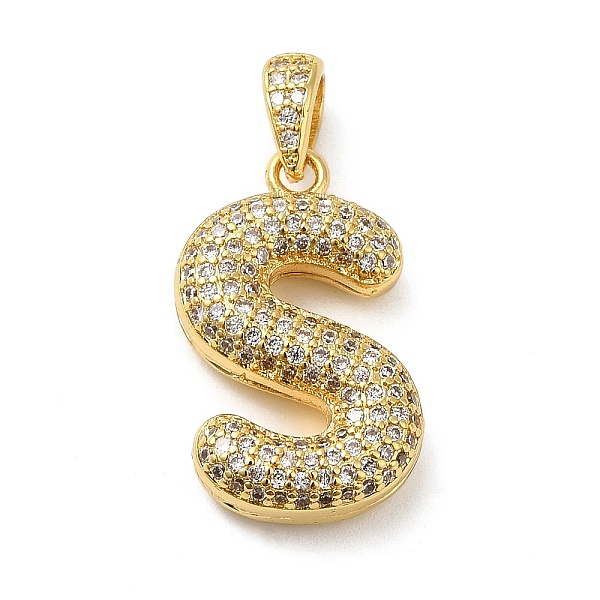 

PandaHall Brass Micro Pave Cubic Zirconia Pendants, Cadmium Free & Lead Free, Long-Lasting Plated, Real 18K Gold Plated, Letter S..., Clear