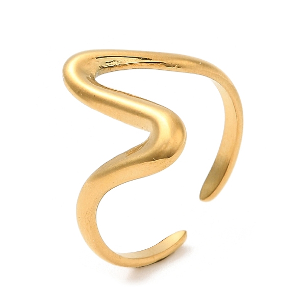 

PandaHall 304 Stainless Steel Open Cuff Rings for Women, Wave, Real 18K Gold Plated, US Size 7(17.3mm) 304 Stainless Steel