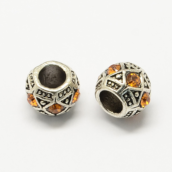 

PandaHall Alloy Rhinestone European Beads, Rondelle Large Hole Beads, Antique Silver, Topaz, 11x8~9mm, Hole: 5~6mm Alloy+Rhinestone Rondelle..., Yellow