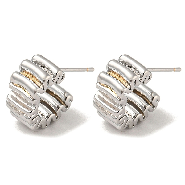 

PandaHall Brass Stud Earrings, Twist Half Hoop Earrings, Platinum, 13x6.5mm Brass Twist