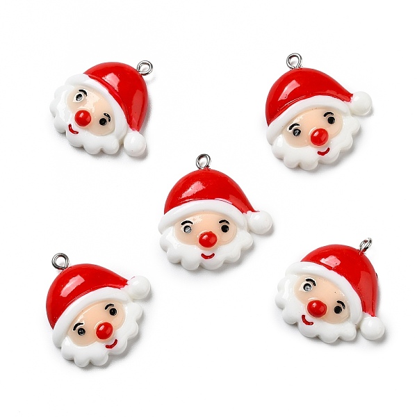 

PandaHall Opaque Resin Pendants, with Platinum Tone Iron Loops, Christmas Theme, Santa Claus, White, 27x25.5x6mm, Hole: 2mm Iron+Resin Human...