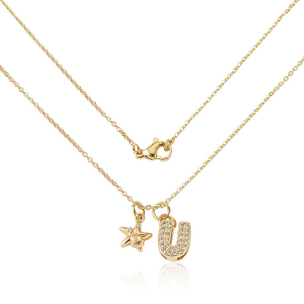 Colliers pendentifs en laiton sertis de micro-pavés de zirconiums cubiques transparents et de strass