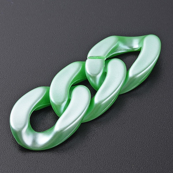 

PandaHall Opaque Acrylic Linking Rings, Quick Link Connectors, for Curb Chains Making, Pearlized, Twist, Light Green, 29x20x6mm, Inner...