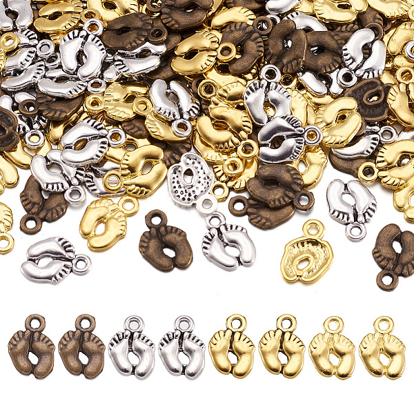 

PandaHall Tibetan Style Alloy Charms, Foot Print, Mixed Color, 14x10x2mm, Hole: 2mm, 200pcs/box Alloy Body