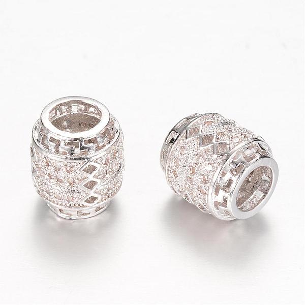 

PandaHall Brass Micro Pave Cubic Zirconia European Beads, Long-Lasting Plated, Barrel, Platinum, 10x9mm, Hole: 5mm Brass+Cubic Zirconia...