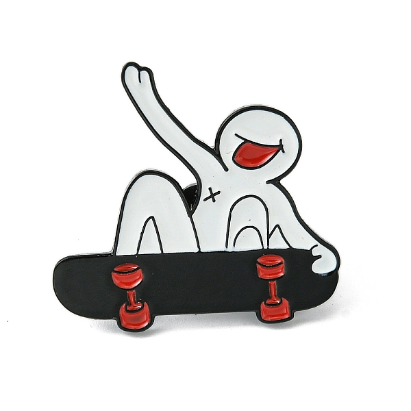 

PandaHall Zinc Alloy Brooches, Enamel Pins, Black, Skateboarding, 29.5x31x1.5mm Alloy Others Black