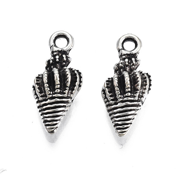 

PandaHall Tibetan Style Alloy Pendants, Cadmium Free & Lead Free, Conch, Antique Silver, 18.5x8x6mm, Hole: 1.8mm, about 860pcs/1000g Alloy...
