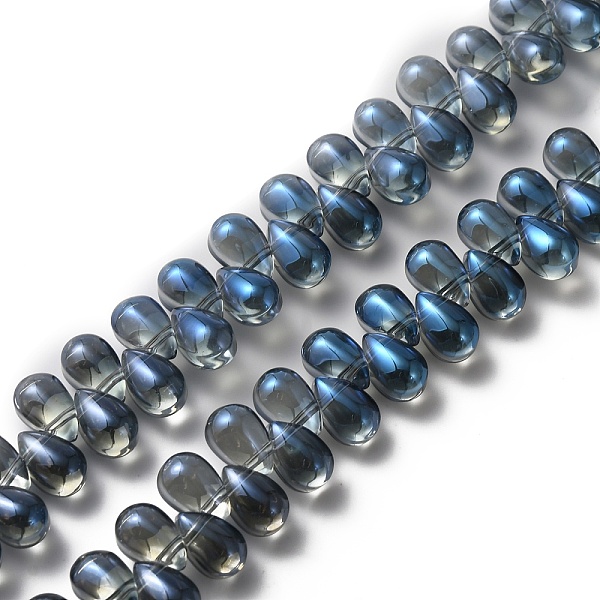 

PandaHall Electroplate Glass Beads, Top Drilled, Teardrop, Steel Blue, 8.5x5x5.5mm, Hole: 0.8mm Glass Teardrop