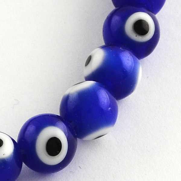 

PandaHall Round Handmade Evil Eye Lampwork Beads Strands, Blue, 8mm, Hole: 1mm, about 48pcs/strand, 13.7 inch Lampwork Evil Eye Blue