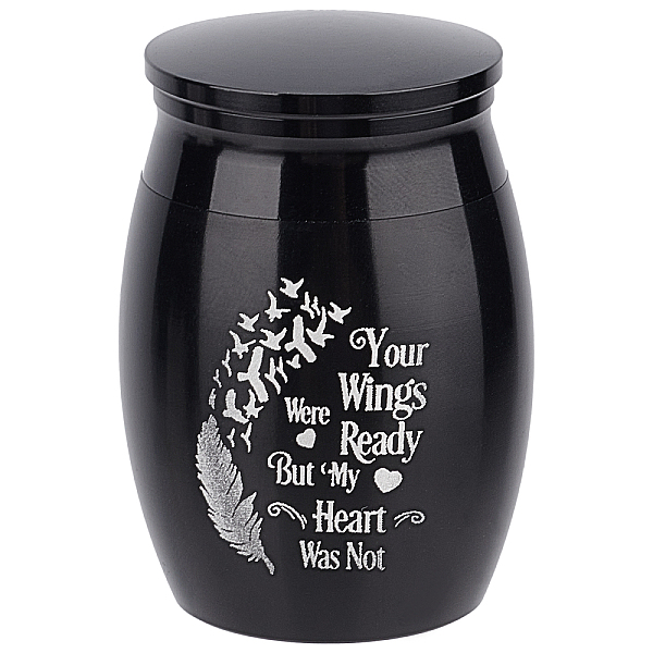 

PandaHall CREATCABIN Small Pet Urns Your Wings were Ready But My Heart was Not Memorial Ashes Holder Mini Metal Cremation Stainless Steel...
