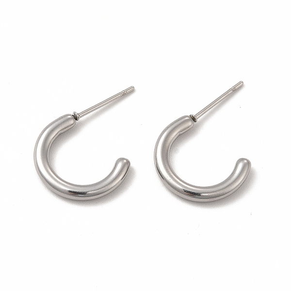 

PandaHall 304 Stainless Steel Ring Stud Earrings, Half Hoop Earrings for Women, Stainless Steel Color, 15x13x2mm, Pin: 0.7mm 304 Stainless...