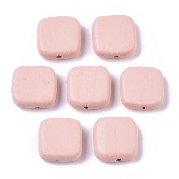 

PandaHall Painted Natural Wood Beads, Square, Pink, 16x15x5.5mm, Hole: 1.5mm Schima Wood Square Pink