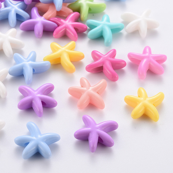 

PandaHall Opaque Acrylic Beads, Starfish, Mixed Color, 19x20.5x6mm, Hole: 3.5mm, about 648pcs/500g. Acrylic Starfish Multicolor