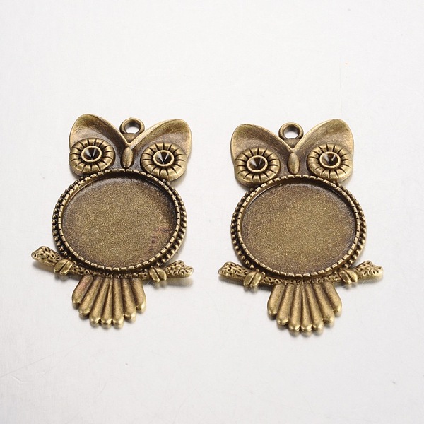 

PandaHall Owl Tibetan Style Alloy Big Pendant Cabochon Bezel Settings, Cadmium Free & Nickel Free & Lead Free, Antique Bronze, Tray: 25mm...