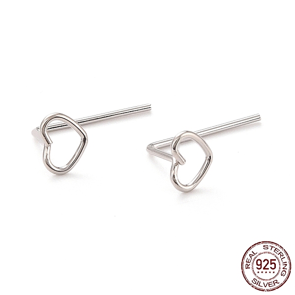 

PandaHall Open Heart Stud Earrings, Dainty Minimalist Rhodium Plated 925 Sterling Silver Earrings for Girl Women, Platinum, 14mm, Pin: 1mm...