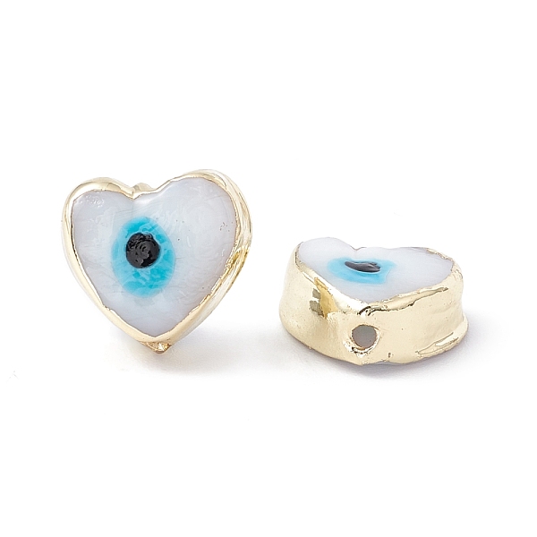 

PandaHall Handmade Evil Eye Lampwork Beads, with Brass Findings, Lead Free & Cadmium Free, Long-Lasting Plated, Heart, White...