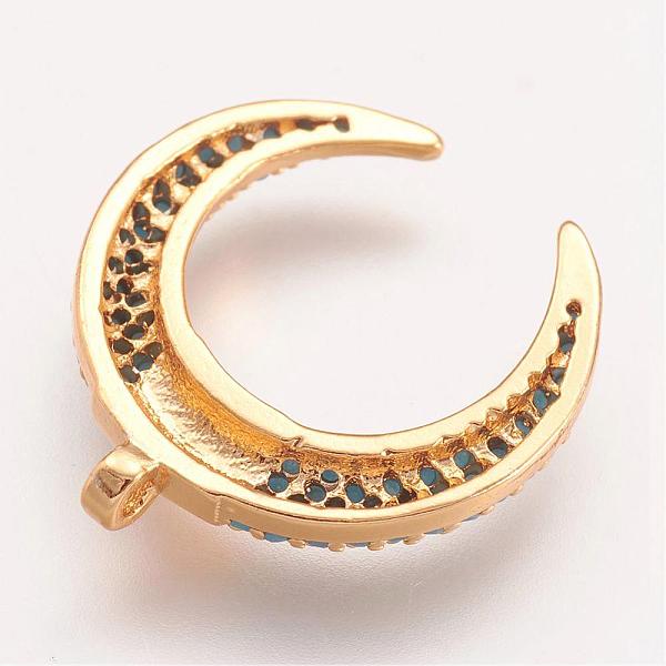 

PandaHall Brass Micro Pave Cubic Zirconia Pendants, Double Horn/Crescent Moon, Golden, 18x17x3mm, Hole: 0.5mm Brass+Cubic Zirconia Moon Blue
