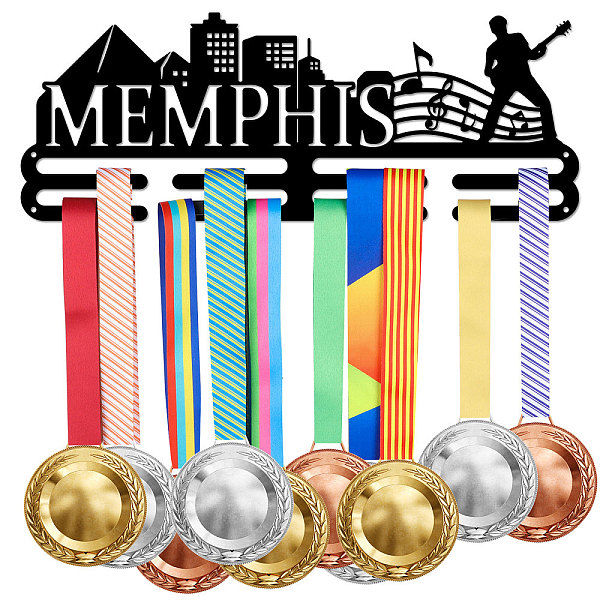 

PandaHall Fashion Iron Medal Hanger Holder Display Wall Rack, with Screws, Word Memphis, Musical Instruments Pattern, 150x400mm Iron Musical...