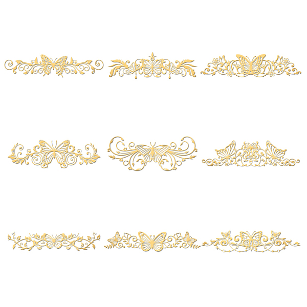 

PandaHall OLYCRAFT 9pcs 1.6x1.6 inch Golden Metal Stickers Butterfly Scroll Metal Stickers Self Adhesive Stickers Golden Epoxy Stickers...