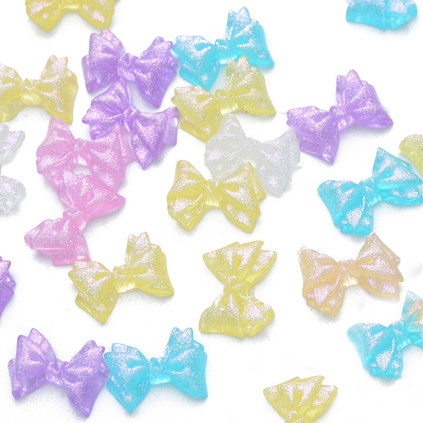 

PandaHall Resin Cabochons, with Glitter Powder, Bowknot, Mixed Color, 7.5~8x10x3mm Resin Bowknot Multicolor