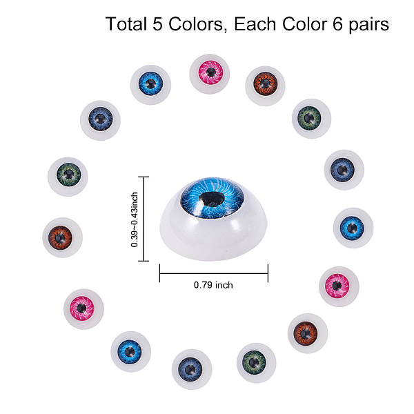 

PandaHall Doll Eyes, 60pcs 5 Colors 20mm Plastic Eyeballs Half Round Doll Bear Eyes for Halloween Eyes Scary Eyes Eyeball Horror Props..., Multicolor