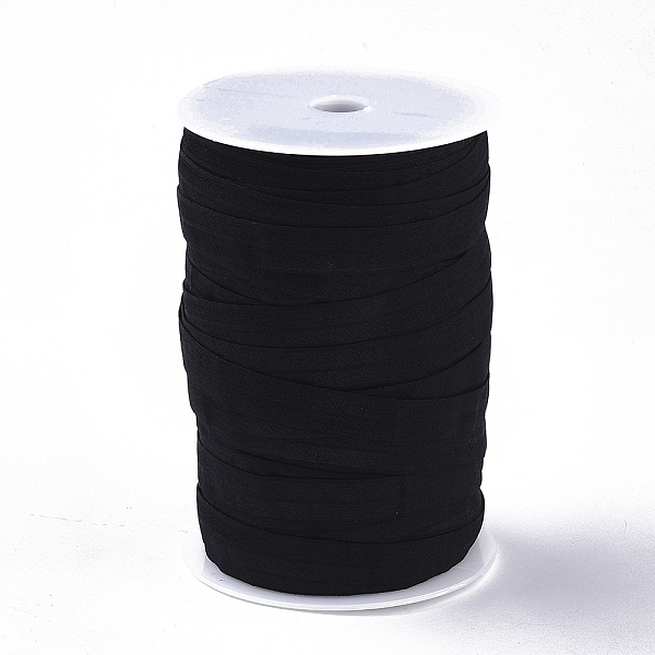 

PandaHall Flat Elastic Rubber Cord/Band, Webbing Garment Sewing Accessories, Black, 15mm, about 75m/roll Elastic Fibre Flat Black
